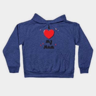 I love my mom heart doodle hand drawn design Kids Hoodie